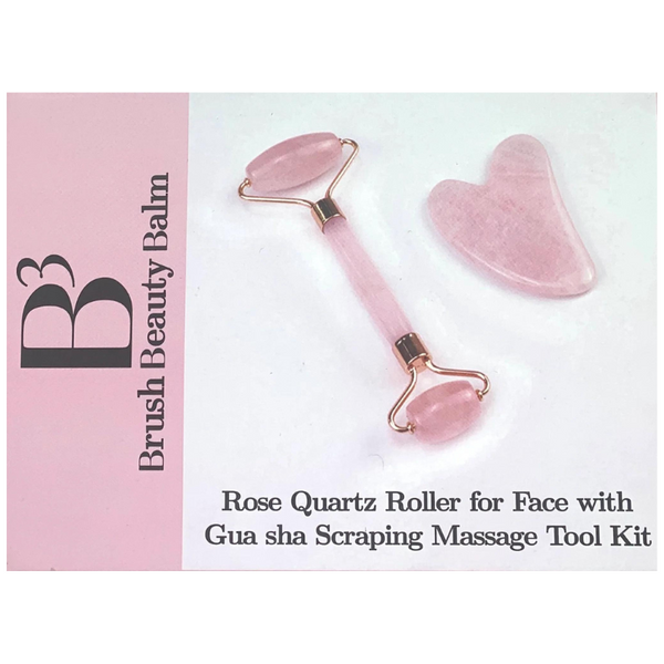B3 Rose Quartz Facial Roller & Gua Sha Set