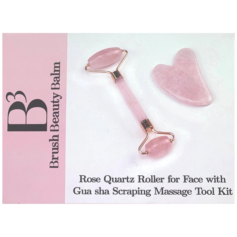 B3 Rose Quartz Facial Roller & Gua Sha Set