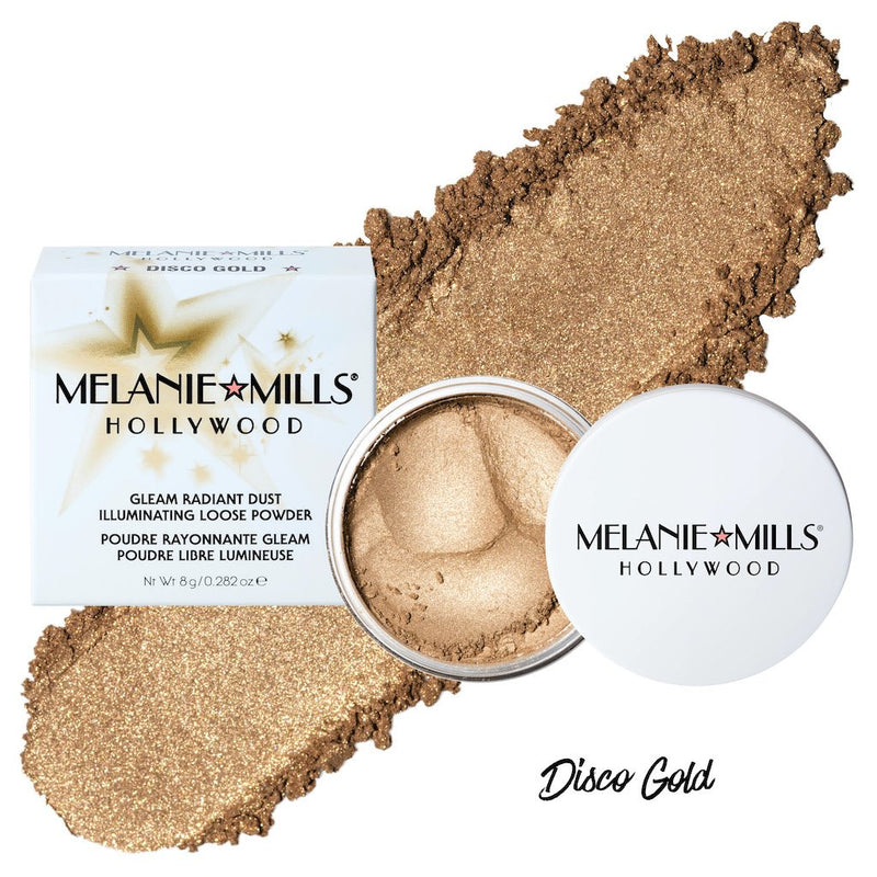 Melanie Mills Hollywood Gleam Radiant Dust Shimmering Loose Powder for Face & Body Disco Gold