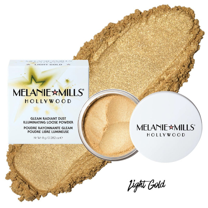 Melanie Mills Hollywood Gleam Radiant Dust Shimmering Loose Powder for Face & Body Light Gold