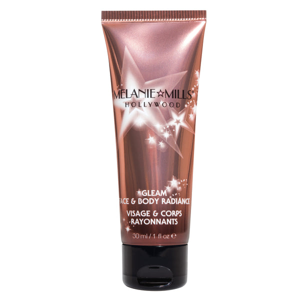 Melanie Mills Hollywood Gleam Face & Body Radiance All In One Makeup, Moisturizer & Glow Peach Deluxe